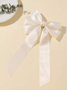 4pcs Fashion Minimalist Solid Color Bowknot Ribbon Hair Clips, Suitable For Women's Daily Wear