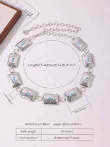 1pc Women's Turquoise Bohemian Metal Waist Chain - 2 Turquoise Waist Necklace - View 4