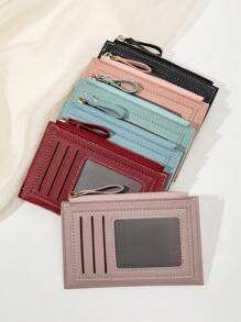 MIYIN Fashion Two Tone Card Holder Coin Purse Slim Lightweight Portable Cash Money ID Card Credit Card Coin Pocket Minimalist Mini Zipper Wallet With Card Slot ID Window For Birthday Gift Lady Girls Women Teenagers For College Student School Student,Bag School Supplies For School Dorm Room & Back To School - Pink - View 9