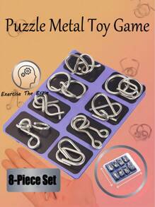 24 szt./8 szt. Metalowa łamigłówka dla dzieci, metalowa edukacyjna zabawka łamigłówka odblokowuje interaktywne gry rodzic-dziecko, ćwiczy zdolność myślenia dzieci, poprawia ich zdolności manualne i przygotowuje idealny edukacyjny prezent urodzinowy dla dzieci, gry, puzzle, gra, gry, gra, puzzle, kolor> gra mózgowa, magnetyczna gra w szachy, wypełniacze skarpet dla dzieci