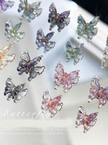 30Pcs Multi-Size Glitter & Iridescent Butterflies Nail Art Decorations, 3D Resin Colorful Butterfly Nail Accessories Nail Supplies Nails Nail Charms Nail Gems