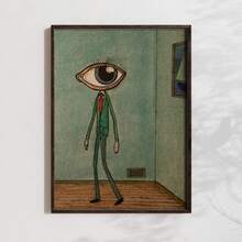 1 Pieza Póster de Caballero de Ojos Grandes, Arte de Pared, Decoración de Pared, Impresión en Lienzo, Póster Creativo, Arte en Lienzo, Póster Divertido, Impresión de Estilo Minimalista Moderno, Decoración de Sala de Estar y Habitación, Decoración del Hogar, Regalo, Sin Marco - transparente - Ver 9
