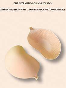 Classic Mango Shaped Adhesive Cleavage Enhancing Strapless Backless Invisible Bra Push Up Bra Inserts, Suitable For Dresses And Gowns - Black - View 3