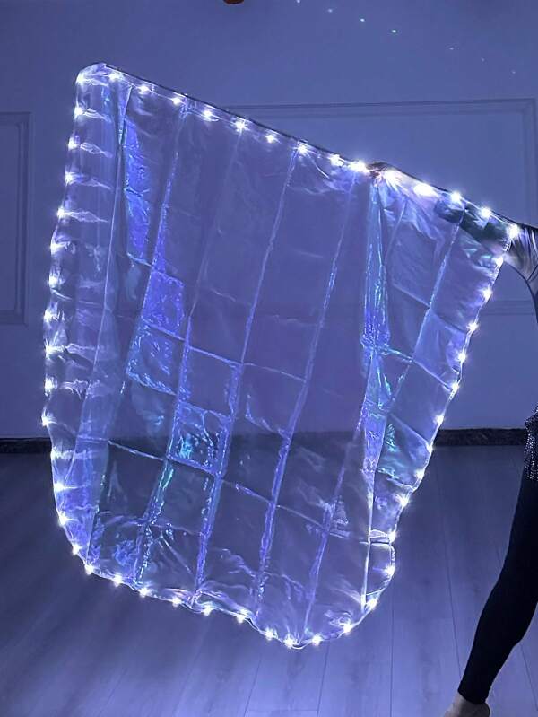 1pc 55" Semicircle Metallic Praise Flag With Scalable Rod For Adults, LED Gospel Flag With Transparent Light, Christian Dance Props For Halloween, Christmas, Carnival