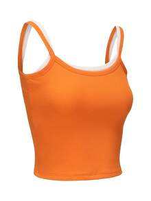 二合一短款上衣 黑白拼接性感针织背心 女士修身上衣