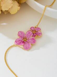 1pc elegante e charmoso rosa lágrima em forma de 5 pétalas flor pingente colar para mulheres