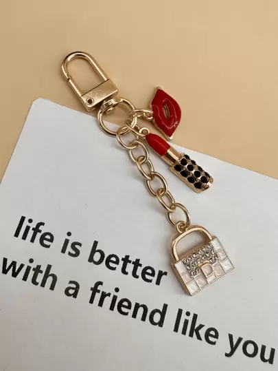 HAILIAN 女士简约酒红色手提包、香水、高跟鞋、指甲油、挂饰钥匙扣，情人节送给女朋友的礼物