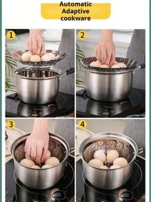 1 Peça Panela a Vapor em Aço Inoxidável, Panela a Vapor Doméstica para Cozinhar Vegetais, Bandeja de Vapor Dobrável Telescópica Multifuncional