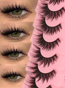 7 paires de faux-cils yeux de chat naturels et longs avec bande transparente. Cils allongés aux extrémités ailées. Cils faux en poils de vison, maquillage, faux-cils, 8 mm-15 mm, volumisés, allongés aux extrémités, faux-cils en poils de vison, tridimensionnels, frisés, moelleux, look naturel, bandes de faux-cils, conviennent pour les fêtes, cadeau pour les femmes et les filles