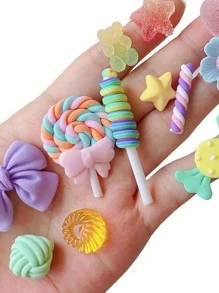 50/100Pcs Charms Cute Set, Mixed Resin Charms Bulk Set Ornament Scrapbooking - 彩色 - 查看 2
