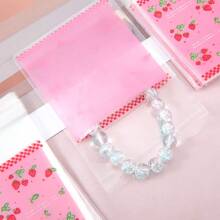 50 Stücke niedliche, süße rosa Erdbeermuster selbstklebende OPP-Beutel, geeignet für Schmuck, Dekoration, Geschenkverpackung und Aufbewahrung
