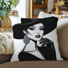1 件 17.7*17.7 英寸单面印花装饰时尚人物插画抱枕套，家居装饰靠垫套，适用于客厅沙发卧室，日常聚会装饰礼物 - 款式A - 查看 10