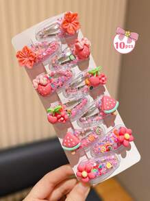 10/20pcs Colorful Fruit & Floral Hair Clips, Great Gift For Teens, Suitable For Everyday Wear All Seasons