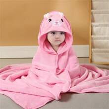 2pcs Baby Bath Towel Set, Unisex Animal Face Hooded Baby Cape, Soft Coral Fleece Cartoon Bathing Accessory For Infants, All Seasons Usage