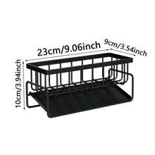 1 pieza Organizador de cocina, rejilla de drenaje para fregadero, soporte para esponja de encimera, estante de almacenamiento para dispensador de jabón y detergente - Negro - Ver 4