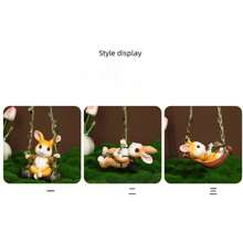 Back To School, Garden, Balcony, Yard, Cute Rabbit On Swing Ornament, Garden Reading, Yard Decor, Resin Figurine, Outdoor Hanging Decor, Tree-Hanging Animal Pendant Gifts Birthday Graduation
