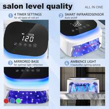 Lámpara UV profesional para uñas de gel, lámpara LED recargable de 60 W para uñas para esmalte de gel con 4 temporizadores y sensor, lámpara de curado con pantalla LCD y sensor automático inteligente, secador de uñas con 30 cuentas LED para salón, regalo para el hogar para esposa, mamá y niña, color blanco