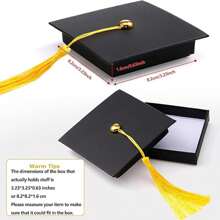 1pc Graduation Cap Gift Box,Graduation Gift Box DIY Grad Cap BoxGraduation Jewelry Box With Yellow Tassel For Congrats Graduation Party Graduation Party Favors Decor Party Supplies