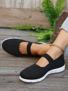 Casual Breathable Knit Sports Shoes, Slip-On Comfortable Athletic Sneakers