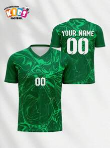 V-Ausschnitt Kinder Fußballtrikot, atmungsaktiv schnelltrocknend, personalisiert mit Namen und Nummer für Jungen & Mädchen, komfortabel, leicht, für Sport & Outdoor-Aktivitäten, geeignet für Frühling/Sommer