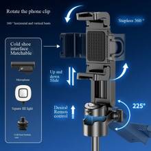 Mini bastone per selfie con treppiede, luce e telecomando, treppiede da viaggio estensibile con supporto per telefono cellulare, treppiede pieghevole tascabile per registrazione video su telefono, compatibile con , Android e tutti gli altri dispositivi, per vacanze estive, viaggi, attività all'aperto, live streaming