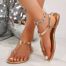 Chic Solid Color Sandals For Women – Lightweight And Perfect For Summer - 金色 - 查看 9