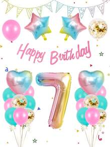 27pcs Birthday Decoration Set, Including Gradient Number 1-9 Balloons, Gradient Star & Heart Balloons, Colorful Confetti Balloons, Suitable For Birthday Party, Anniversary, Macaron Theme, 1st Birthday - For Both Boys And Girls Gifts Graduation Birthday Decorations Party Decorations Bachelorette Decor Graduation Decorations