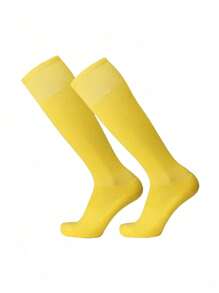 1 Pair Children Over-The-Knee Football Socks, Ages 2-12, Solid Color, Non-Slip Towel Bottom, Thickened Sports Socks, Suitable For Outdoor Sports, Cycling, Hiking, Football, Running And Outdoor Activities - Multicolor - View 7