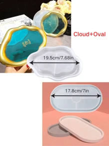 1pc Oval Tray Silicone Mold, Cloud-Shaped Tray And Coaster Mold, Creative Plaster Cup Holder Tray Mold