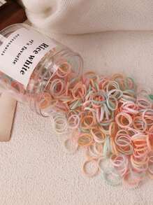 500pcs/Bottle Mini Colorful Elastic Hair Ties For Girls, Disposable, 0.6inch/1.5cm Small Size Suitable For Fine Hair Or Braiding Ponytail Holders Hair Elastics Hair Rubber Bands Scrunchies Hair Rope, Hair Bobbles