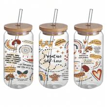 4 件/套 Boho Positive Self-Love UV DTF 杯包装贴花转印防水自粘转印纸适用于马克杯水瓶杯，DTF 转印纸适用于 16 盎司玻璃罐包装，3D 水晶标签防水防刮，DIY 包装转印纸时尚女士贴花 DIY 工艺品 - 高品质（11X24 厘米）4.3 英寸 x 9.4 英寸