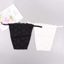 Premium Double-Layer Lace Trim Modesty Chest Covers For Women, Elegant Undershirt Chest Panel Bra Insert, Plus Size