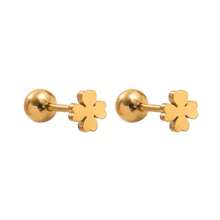 1 pieza Pendientes tipo botón de trébol de cuatro hojas de acero inoxidable con estilo minimalista, pequeños y delicados, opciones de multicolor, apropiados para uso diario