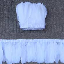 1 metro de plumas de ganso de 15-20 cm (6-8 pulgadas) para coser en adornos, flecos, ropa, manualidades, decoración de tocados, suministros de boda, accesorios de artesanía