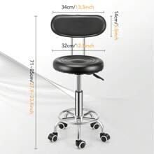 OYAJIA Drafting Chair With Backrest – Adjustable Foot Rest Rolling Stool With Wheels, PU Leather 360°Swivel Stool For Office Spa Studio Lab Counter Salon Home Work Bar Kitchen Shop - Black - View 6