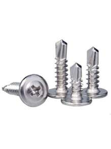 100 piezas Tornillos decorativos autorroscantes y autoperforadores de acero inoxidable 410 con cabeza redonda y cola con forma de diamante