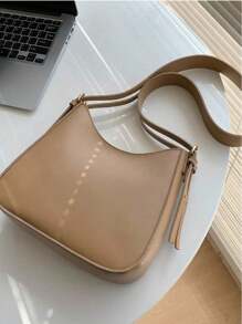 Fashionable Solid Adjustable Shoulder Crossbody Handbag For Women