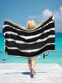 Microfiber Colorful Striped Print Quick Drying Beach Mat/Yoga Mat, Sunscreen Shawl, Suitable For Travel, Camping, Swimming, Picnic, Home Daily Use, Bath Towel, Beach Towel 70*140cm 1pc Or Extra Large 90*180cm Bath/Beach Towel 1pc Summer Travel,Vacation Holiday Bathroom Decor Beach Essentials