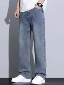 Casual Loose Straight Leg Jeans, American Street Style For Teenagers, Spring & Autumn
