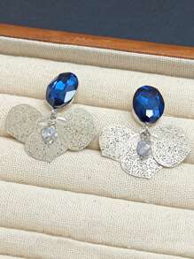 1 对优雅简约风格奢华锆石水晶花瓣吊坠耳环，适合女性日常和节日佩戴 - 鑲鑽花瓣 - 查看 4