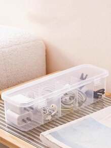1 Stück Multifunktions-Aufbewahrungsbox mit transparentem Deckel für Datenkabel, Schubladenteiler aus Kunststoff für Socken und Unterwäsche, stapelbare Tisch-Schreibtisch-Aufbewahrungsbox für Ladegerät, Kabel, Schmuck