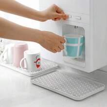 11 pièces Égouttoir à vaisselle rectangulaire en plastique à deux niveaux avec plateau de drainage pour plan de travail de cuisine - Blanc - Voir 3