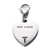 Llavero de alerta médica, en forma de corazón de acero inoxidable, llavero de identificación médica para diabetes tipo 1 y tipo 2, anticoagulantes, alergias y talla grande, accesorio de salud para hombres, regalo, recuerdo, accesorio para automóvil, accesorio para bolso, accesorio escolar, gótico, Y2k