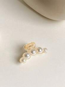 1pc 7cm Pearl Decorative Hair Claw Clip, Simple And Sweet For Everyday Use