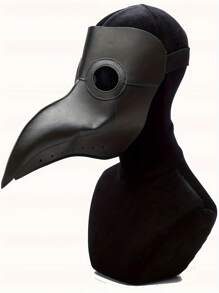 Halloween Kostüm, geeignet für Pestdoktoren, schwarzer Umhang mit Robe, Vogelschnabelmaske und Handschuhen