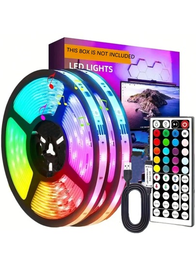 1pc 44-Key Remote Control LED Strip Light, Suitable For Bedroom, Living Room, Home Decor, Party Lighting, Adjustable Color & Mode
