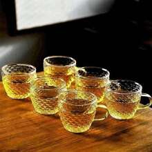 Juego de 12/6/4/2 tazas de té de vidrio resistente al calor con asa, aptas para agua, té, bebidas, leche, espresso, etc. [Nota: Sin soporte para tazas]