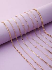 Set de 8 pulseras de cadena de estilo minimalista y punk, adecuado para el uso diario de las mujeres (las cadenas se cortan a la longitud, no por cantidad de cuentas)