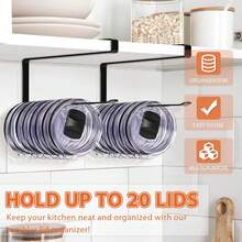 Organizador de tapa de vaso, organizadores de tapas que ahorran espacio interior del gabinete, soporte de papel toalla negro bajo el gabinete, organizadores y almacenamiento de cocina para el hogar