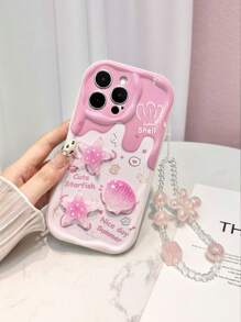 Funda protectora con estampado de estrellas de mar de colores caramelo y bordes ondulados, con cadena desmontable, compatible con iPhone 16/16 Pro Max, iPhone 15, iPhone 14, iPhone XR/7/8, iPhone 15 Pro Max, iPhone 13, iPhone 14, iPhone 11, P12, XS. Diseño pintado resistente a golpes y creativo, compatible con teléfonos Redmi.